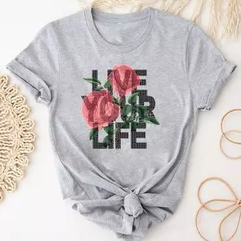 (Азиатский размер)Футболка, модная футболка с цветочным принтом, летняя тенденция, футболка 90-х годов, одежда, повседневная женская футболка с коротким рукавом и принтом, женская футболка с графикой S