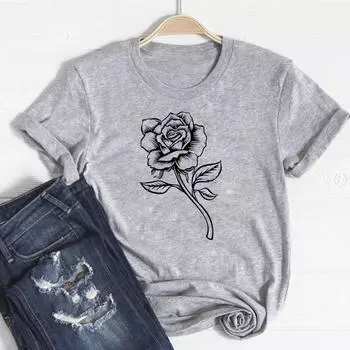 (Азиатский размер)Футболка модная летняя цветочная тенденция 90-х годов милая милая футболка одежда повседневная женская футболка с коротким рукавом с принтом женская женская футболка с графикой S