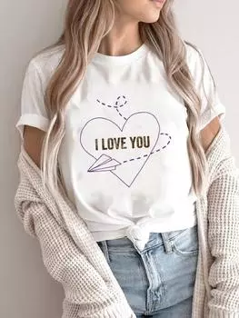 (Азиатский размер) Футболка, одежда, повседневная модная футболка с принтом, женская футболка с надписью «Love Heart Letter», трендовый стиль, повседневная женская футболка с графическим принтом, футболки с короткими рукавами S
