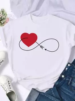 (Азиатский размер) Футболка, повседневная акварельная милая тенденция, модный женский топ 90-х годов с принтом, женская повседневная футболка с графическим рисунком, футболка с коротким рукавом S