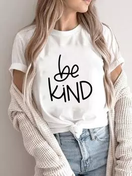 (Азиатский размер) Футболка, повседневная футболка с буквенным принтом, милая, милая, модная женская футболка 90-х годов с принтом, женская повседневная футболка с графическим рисунком, футболка с коротким рукавом S