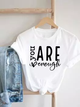 (Азиатский размер) Футболка с акварельным буквенным принтом, трендовая женская одежда, футболка с женским принтом, модные женские футболки с короткими рукавами и графикой S