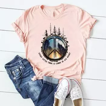 (Азиатский размер)Футболка с акварельным рисунком, трендовая одежда 90-х годов, повседневная женская футболка с коротким рукавом с принтом, женская модная футболка, женская футболка с графическим рисунком S