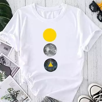 (Азиатский размер) Футболка с графическим принтом и акварелью с абстрактным принтом, женский летний топ, женская футболка, повседневная модная футболка с коротким рукавом S