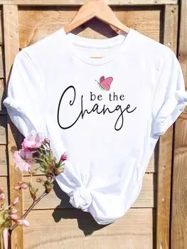 (Азиатский размер) Футболка с графическим принтом, одежда с бабочками и буквами, милая, трендовая, женская, повседневная, модная, с принтом, женская, повседневная, с коротким рукавом, футболки S