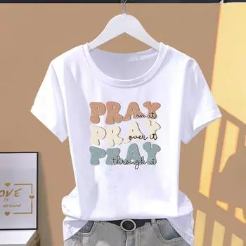 (Азиатский размер) Футболка с графическим принтом в стиле 90-х, симпатичная футболка, женская повседневная модная принтованная женская футболка с коротким рукавом S