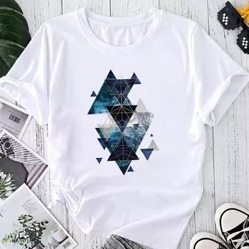 (Азиатский размер) Футболка с графическим принтом, женская женская летняя футболка, женская футболка, акварель, абстрактный тренд, повседневная модная футболка 90-х годов с коротким рукавом S