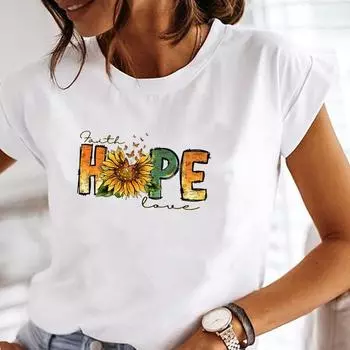 (Азиатский размер) Футболка с коротким рукавом с надписью «Цветочный тренд» 90-х годов, милый топ, модная футболка, женская одежда, повседневная женская футболка с принтом, женская футболка с графикой S