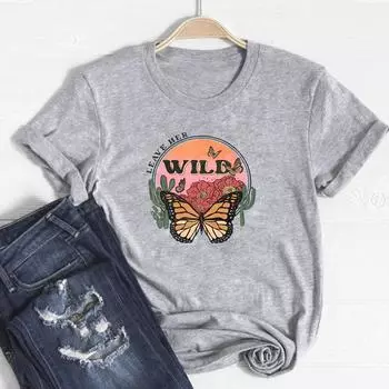 (Азиатский размер)Футболка с коротким рукавом, женская бабочка, акварель, милый принт, модная футболка, одежда, повседневная женская футболка с рисунком S