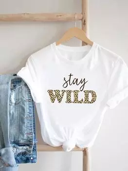 (Азиатский размер) Футболка с леопардовым принтом, трендовый стиль, милый топ, женская одежда, футболка с женским принтом, модные женские футболки с коротким рукавом и графикой S