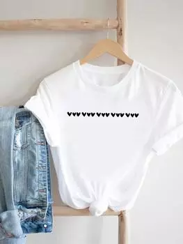 (Азиатский размер) Футболка Sweet Love Style 90-х годов, тренд, милая женская одежда, футболка с женским принтом, модные женские футболки с коротким рукавом и графикой S