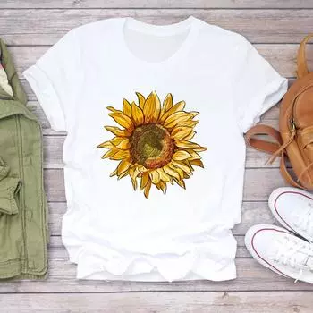 (Азиатский размер) Футболка в акварельном стиле, милая трендовая модная футболка 90-х годов, женская одежда, повседневная женская футболка с коротким рукавом и принтом, женская футболка с графикой S