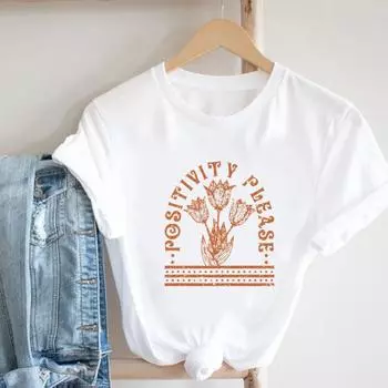 (Азиатский размер)Футболка в цветочную полоску, тренд 90-х годов, прекрасная одежда, футболка, модная повседневная женская футболка с коротким рукавом и принтом, женская футболка с круглым вырезом и графикой S