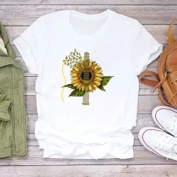 (Азиатский размер) Футболка, верхняя одежда, милый стиль, тренд 90-х годов, женская футболка с коротким рукавом и принтом, женская модная футболка, повседневная футболка с рисунком S