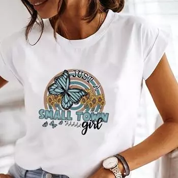 (Азиатский размер) Футболка, верхняя одежда, стильная модная футболка с буквами и бабочками, милая повседневная модная футболка с коротким рукавом, женская футболка с принтом, женская женская футболка с графикой S