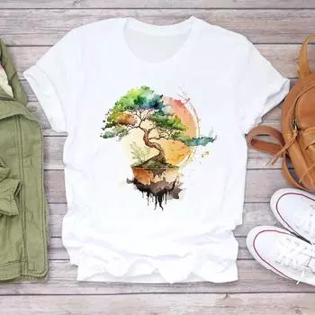 (Азиатский размер) Футболка, верхняя одежда, трендовая милая милая футболка 90-х годов, повседневная модная футболка с коротким рукавом, женская футболка с принтом, женская футболка с графикой S