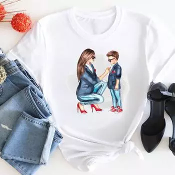 (Азиатский размер) Футболка женская футболка с принтом Mom Love Sweet в стиле 90-х годов, трендовая модная женская одежда, футболки с короткими рукавами и графикой S