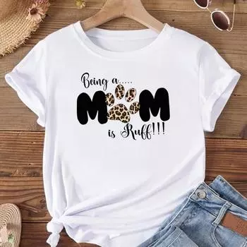 (Азиатский размер)Футболка женская леопардовая с буквенным принтом, модная футболка с принтом 90-х годов, женская футболка, женская футболка с коротким рукавом и графическим рисунком S