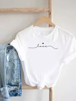 (Азиатский размер) Футболка женская, милая акварель, милая одежда 90-х годов, футболка с женским принтом, модные женские футболки с коротким рукавом и графикой S