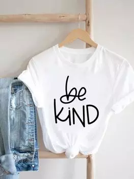 (Азиатский размер) Футболка, женская одежда, футболка, милый стиль с буквенным принтом, трендовая милая женская мода с принтом, женские футболки с короткими рукавами и графикой S