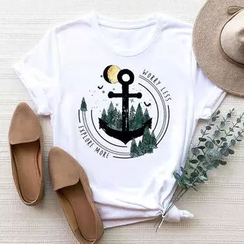 (Азиатский размер) Футболка женская одежда тренд для путешествий милый мультфильм 90-х годов модная футболка с принтом женские женские футболки с короткими рукавами и графикой S