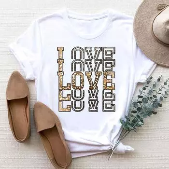 (Азиатский размер) Футболка женская с надписью «Love Trend», милая одежда 90-х годов, модная футболка с принтом, женские футболки с коротким рукавом и графикой S