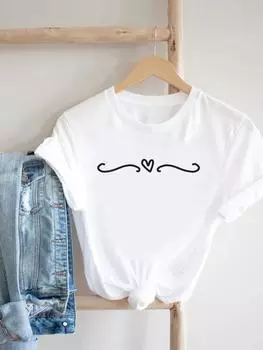 (Азиатский размер) Футболка женская Sweet Love Trend, милая одежда 90-х годов, футболка с женским принтом, модные женские футболки с короткими рукавами и графикой S
