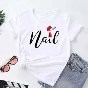 (Азиатский размер) Футболка женская, трендовая, милая футболка с принтом 90-х годов, модная женская одежда, футболки с короткими рукавами и графикой S