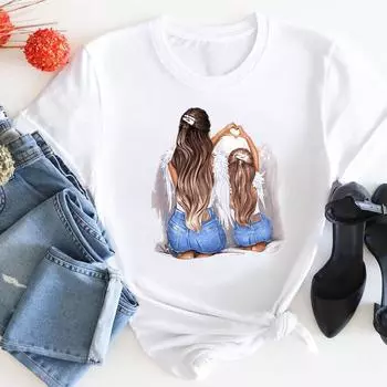 (Азиатский размер) Футболка женская в мультяшном стиле 90-х годов, модная футболка с милым принтом, модная женская одежда, футболки с короткими рукавами и графикой S