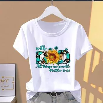 (Азиатский размер) Футболки с коротким рукавом T Flower Letter Style Trend Clothing Casual Fashion Print Female Casual Women s Top Graphic Tee S