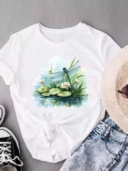 (Азиатский размер) Футболки с коротким рукавом T Clothing Fashion Print Женская милая повседневная женская футболка с графическим принтом S