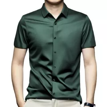 Азиатский размер, летние мужские деловые рубашки с коротким рукавом, без морщин, не гладильные, профессиональные рубашки из ледяного шелка, мужские белые, черные рубашки 38 белый