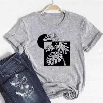 (Азиатский размер)Милая цветочная одежда, повседневная футболка с коротким рукавом в стиле 90-х, трендовая женская футболка с принтом, модная футболка S