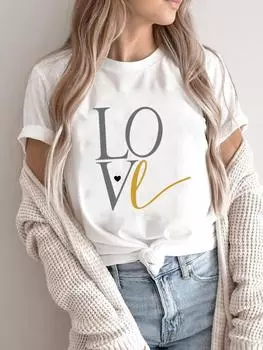 (Азиатский размер) Милая милая футболка с надписью «Love Letter» в стиле 90-х, одежда, повседневная модная женская футболка с принтом, повседневная женская футболка с графическим принтом, футболки с короткими рукавами S