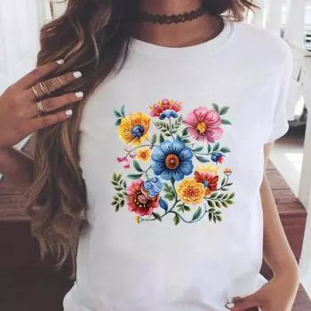 (Азиатский размер) Милые милые 90-е милые повседневные женские модные принты с коротким рукавом футболки одежда T женский топ с рисунком футболка S