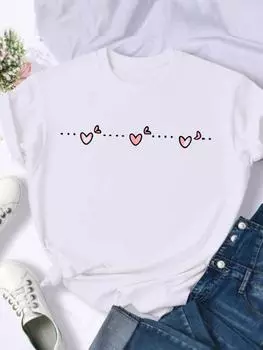 (Азиатский размер) Милый стиль, милый женский топ в мультяшном стиле, повседневная женская футболка с модным принтом, повседневные футболки с короткими рукавами и графикой S