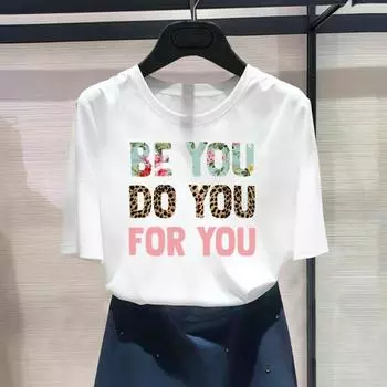 (Азиатский размер) Модная леопардовая цветочная футболка 90-х годов с милым принтом, женская повседневная футболка, повседневная женская футболка с коротким рукавом и графическим принтом S