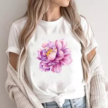 (Азиатский размер) Модная женская акварель с принтом, милая повседневная футболка, повседневная женская футболка с графическим принтом, футболки с короткими рукавами S