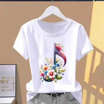 (Азиатский размер) Модные милые цветочные милые футболки с коротким рукавом в стиле 90-х с принтом, женская повседневная футболка с графическим принтом для женщин S