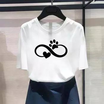 (Азиатский размер) Модный женский топ с принтом Love Heart в стиле 90-х годов, милый повседневный женский топ, повседневная футболка с графическим рисунком, футболка с коротким рукавом S