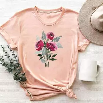 (Азиатский размер)Одежда, повседневная акварельная тенденция, милая футболка с короткими рукавами 90-х годов, модная футболка, женская футболка с принтом, женская женская футболка с графикой S