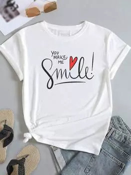 (Азиатский размер) Одежда, повседневная футболка, женская футболка с надписью Love Heart, с коротким рукавом, модная женская футболка с принтом, женские футболки с графическим рисунком S