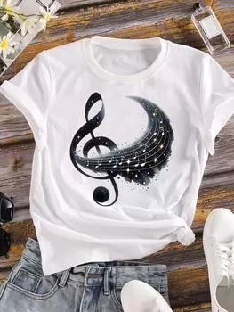 (Азиатский размер) Одежда Повседневная принт женская футболка Топ Цветочный стиль тренд милый модный короткий рукав футболка женская графическая футболка S