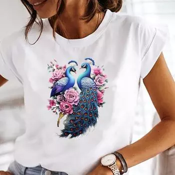(Азиатский размер) Одежда женская, милый цветок, милый 90-е, повседневная женская футболка, короткий рукав, футболка, модный принт, женские графические футболки S
