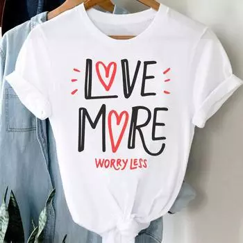 (Азиатский размер) Письмо мило 90-х Одежда Повседневная Цветочная Женская Футболка Топ Модная Футболка с Коротким Рукавом Принт Женская Графическая Футболка S