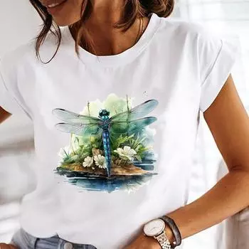(Азиатский размер) Повседневная футболка с принтом в виде милого цветка в стиле 90-х, футболка с коротким рукавом, модная женская одежда, женские футболки с круглым вырезом и графическим принтом S