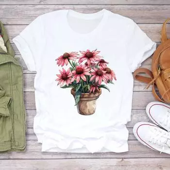 (Азиатский размер) Повседневные футболки акварель 90-х годов тренд прекрасный топ женская одежда короткий рукав футболка модные принты женские графические футболки S