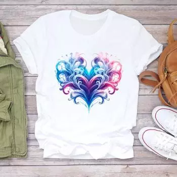 (Азиатский размер) Повседневные футболки Топ-тренд мультяшный милый 90-е Женская одежда футболка с коротким рукавом футболка модный принт женские графические футболки S