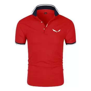 Азиатский размер рубашка поло с коротким рукавом с принтом для мужчин, уличная спортивная модная футболка для мужчин, повседневная M темно-синий