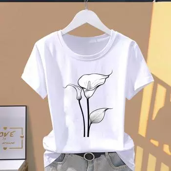 (Азиатский размер) Тренд милый 90-е милые модные принты футболки с коротким рукавом одежда T женская повседневная женская футболка с рисунком S
